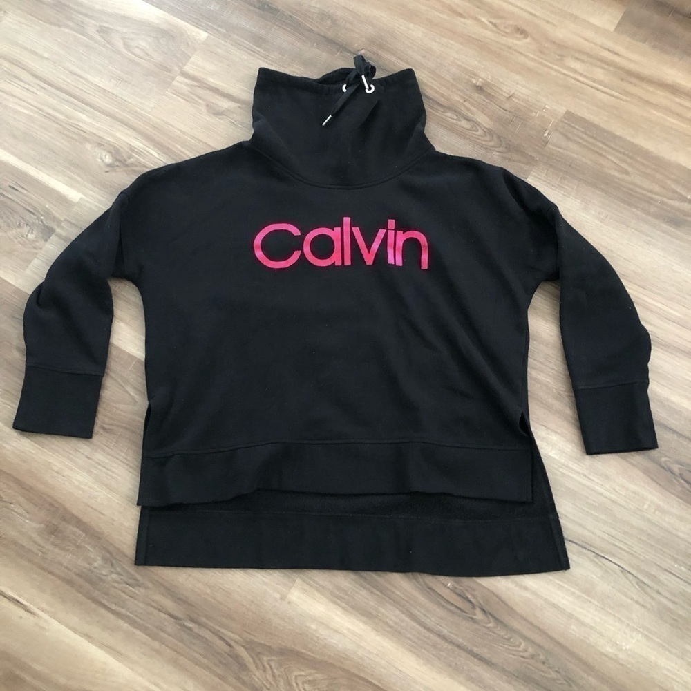 CALVIN KLEIN women’s black pink drop shoulder slouch neck sweater size XLarge